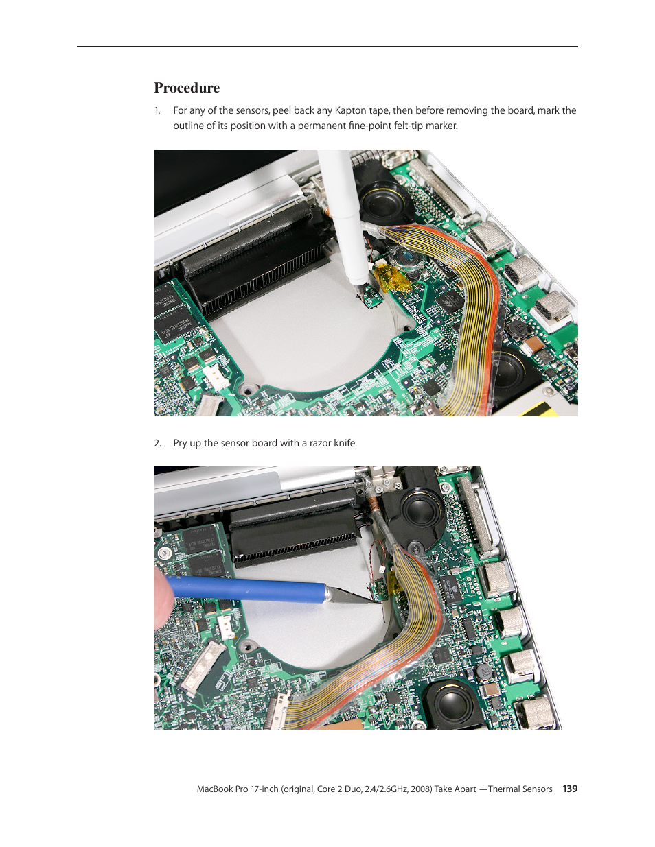 Procedure | Apple MacBook Pro 17-inch (original, Core 2 Duo, 2.4GHz, Late 2007 CTO, Early 2008, and Late 2008) User Manual | Page 139 / 204