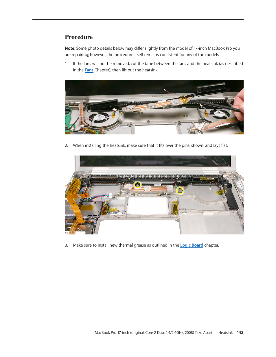 Procedure | Apple MacBook Pro 17-inch (original, Core 2 Duo, 2.4GHz, Late 2007 CTO, Early 2008, and Late 2008) User Manual | Page 142 / 204