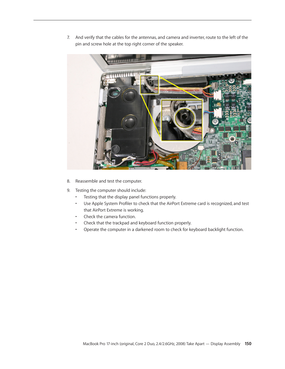Apple MacBook Pro 17-inch (original, Core 2 Duo, 2.4GHz, Late 2007 CTO, Early 2008, and Late 2008) User Manual | Page 150 / 204