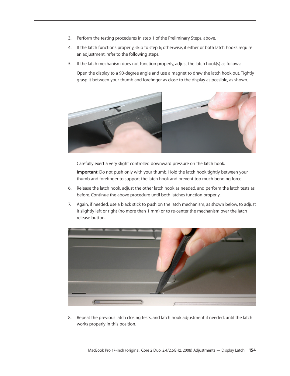 Apple MacBook Pro 17-inch (original, Core 2 Duo, 2.4GHz, Late 2007 CTO, Early 2008, and Late 2008) User Manual | Page 154 / 204