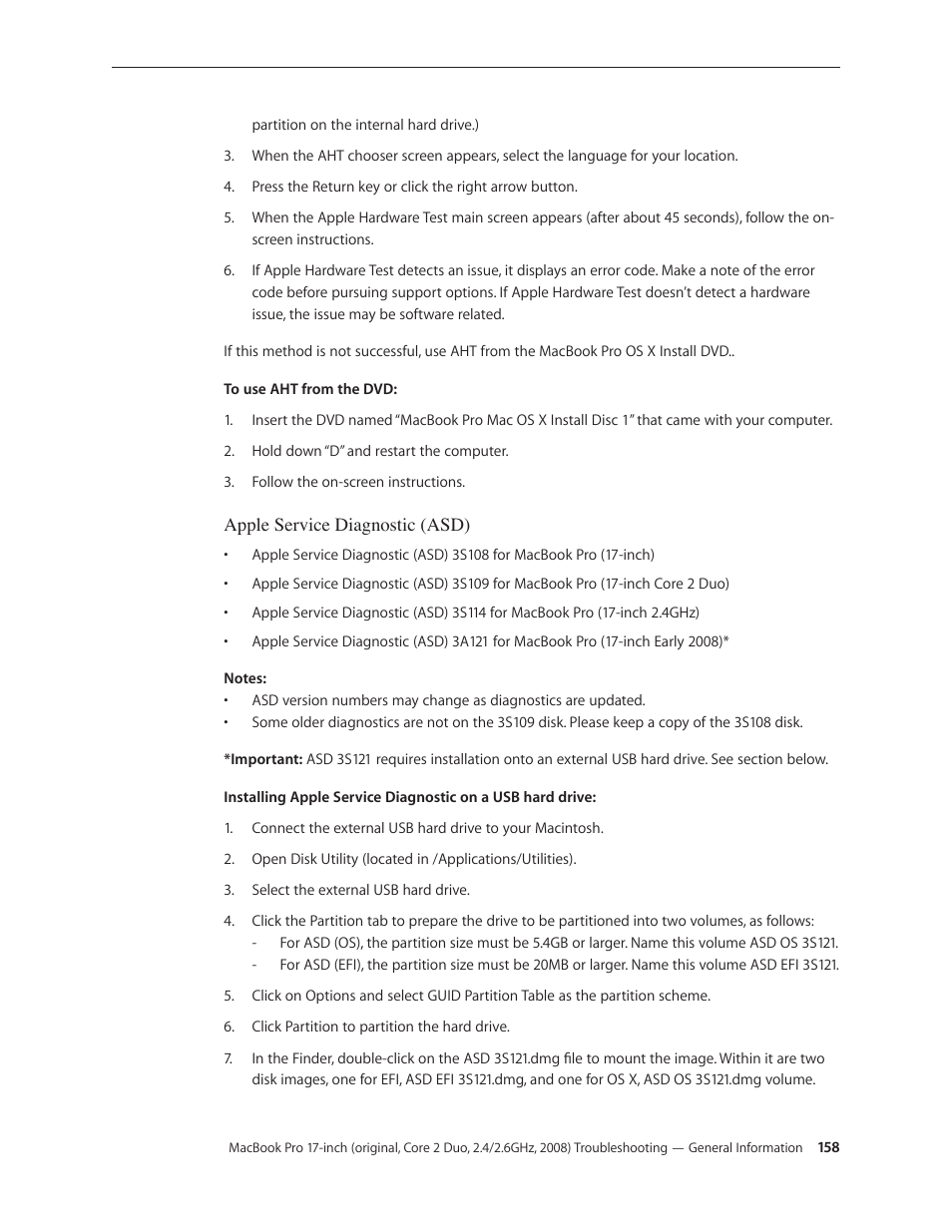 Apple MacBook Pro 17-inch (original, Core 2 Duo, 2.4GHz, Late 2007 CTO, Early 2008, and Late 2008) User Manual | Page 158 / 204