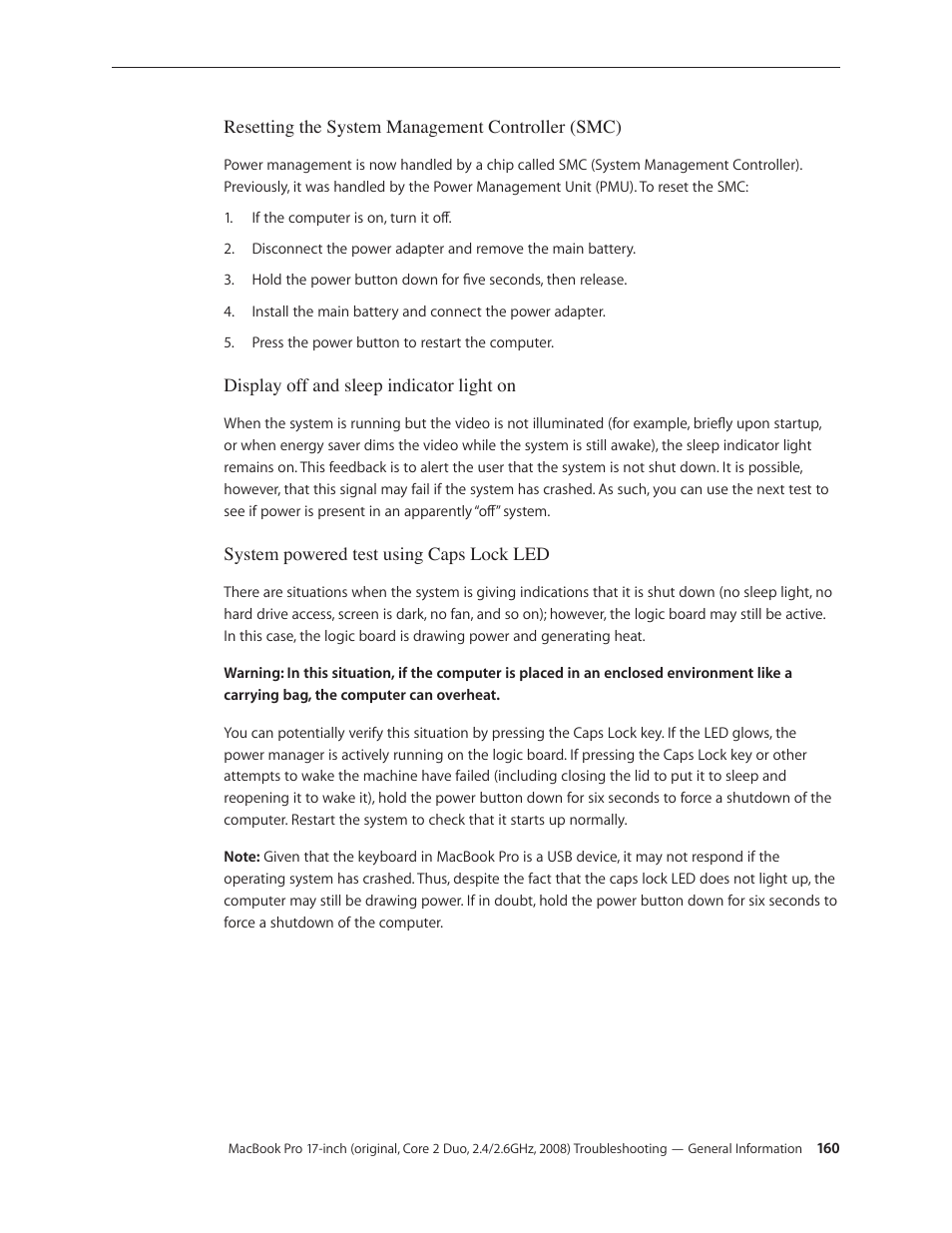 Apple MacBook Pro 17-inch (original, Core 2 Duo, 2.4GHz, Late 2007 CTO, Early 2008, and Late 2008) User Manual | Page 160 / 204