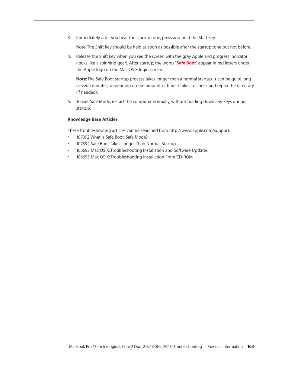 Apple MacBook Pro 17-inch (original, Core 2 Duo, 2.4GHz, Late 2007 CTO, Early 2008, and Late 2008) User Manual | Page 163 / 204
