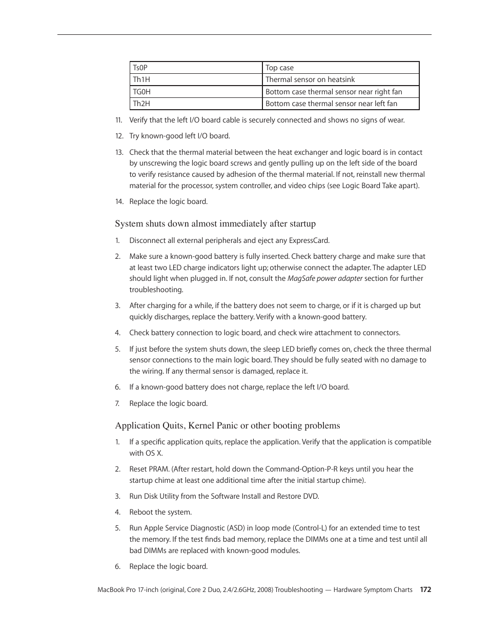Apple MacBook Pro 17-inch (original, Core 2 Duo, 2.4GHz, Late 2007 CTO, Early 2008, and Late 2008) User Manual | Page 172 / 204