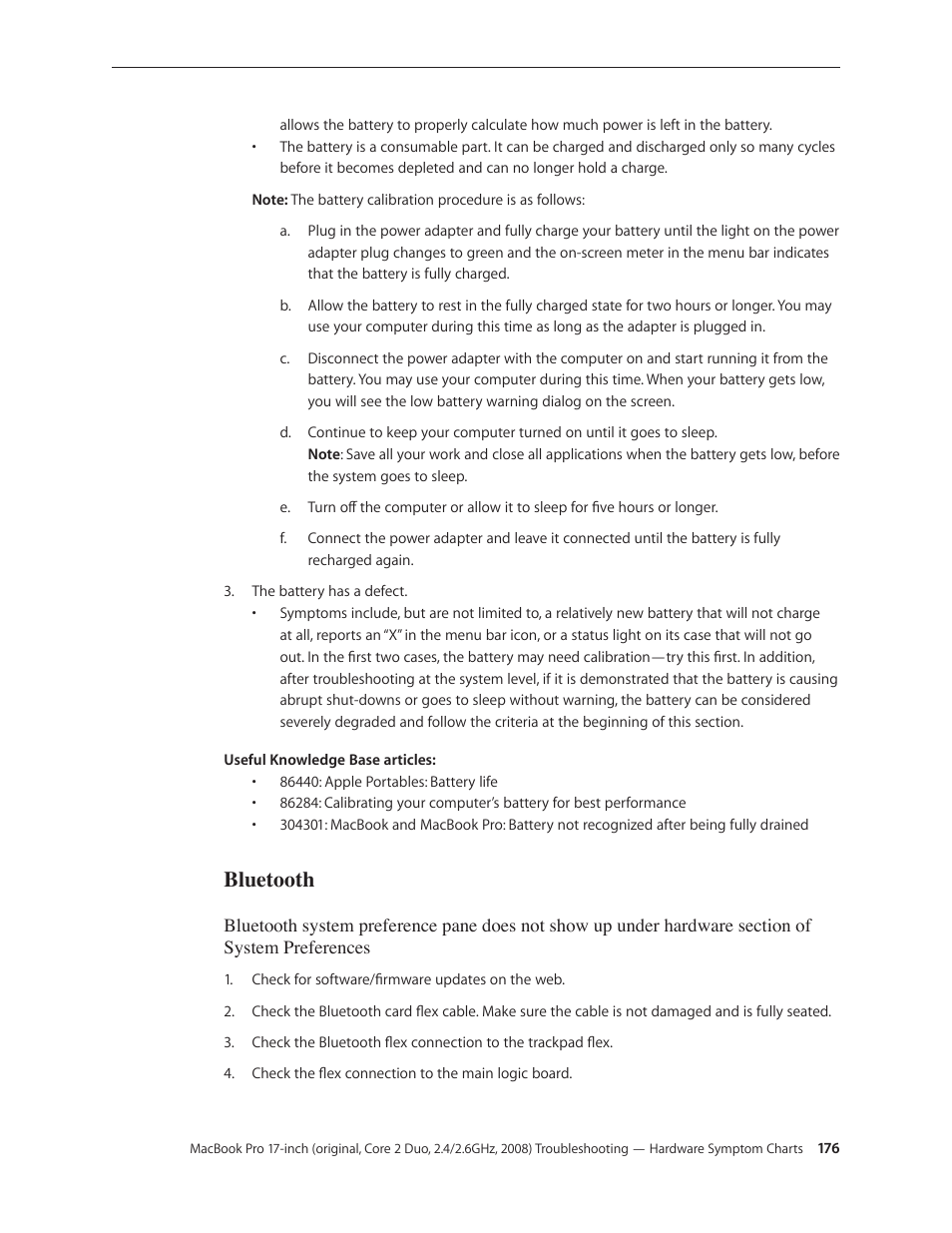 Bluetooth, Bluetooth 176 | Apple MacBook Pro 17-inch (original, Core 2 Duo, 2.4GHz, Late 2007 CTO, Early 2008, and Late 2008) User Manual | Page 176 / 204