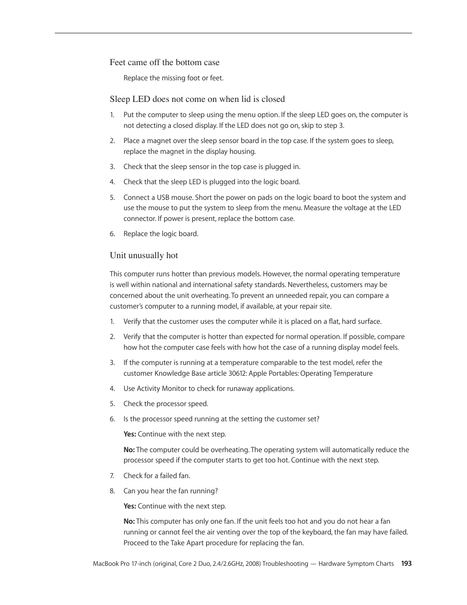 Apple MacBook Pro 17-inch (original, Core 2 Duo, 2.4GHz, Late 2007 CTO, Early 2008, and Late 2008) User Manual | Page 193 / 204