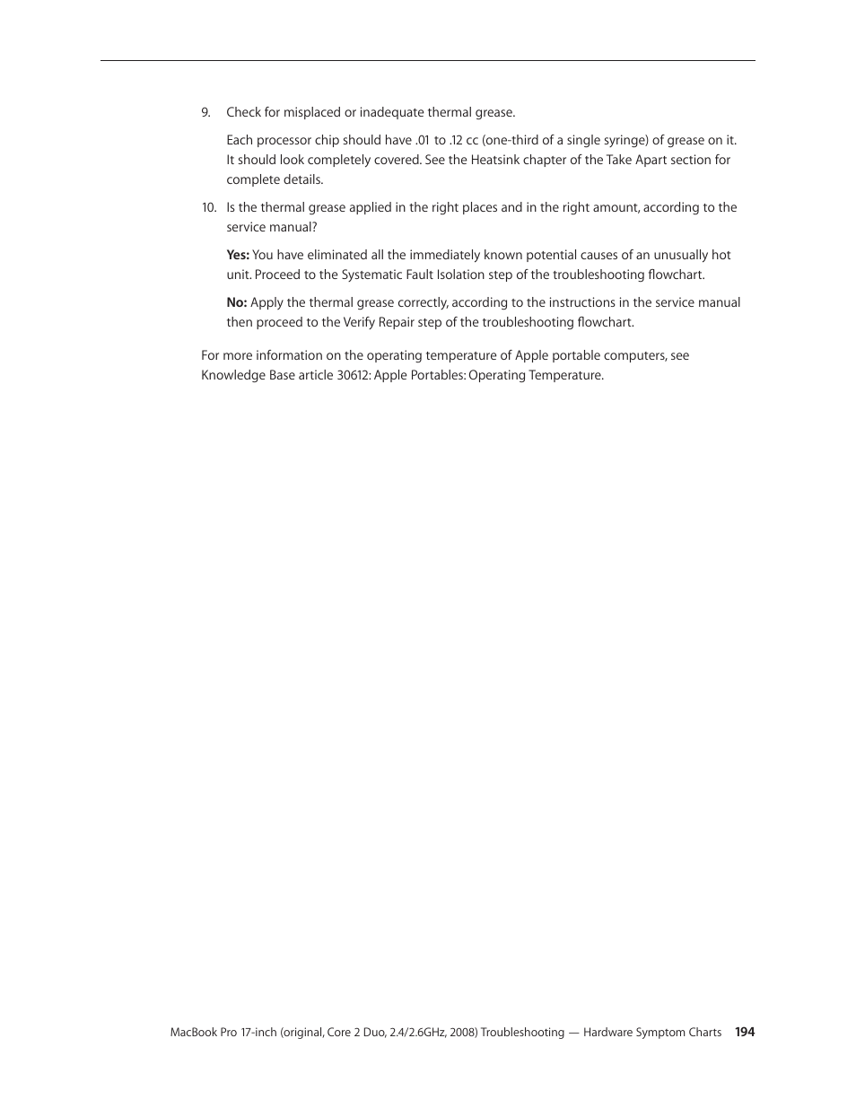 Apple MacBook Pro 17-inch (original, Core 2 Duo, 2.4GHz, Late 2007 CTO, Early 2008, and Late 2008) User Manual | Page 194 / 204