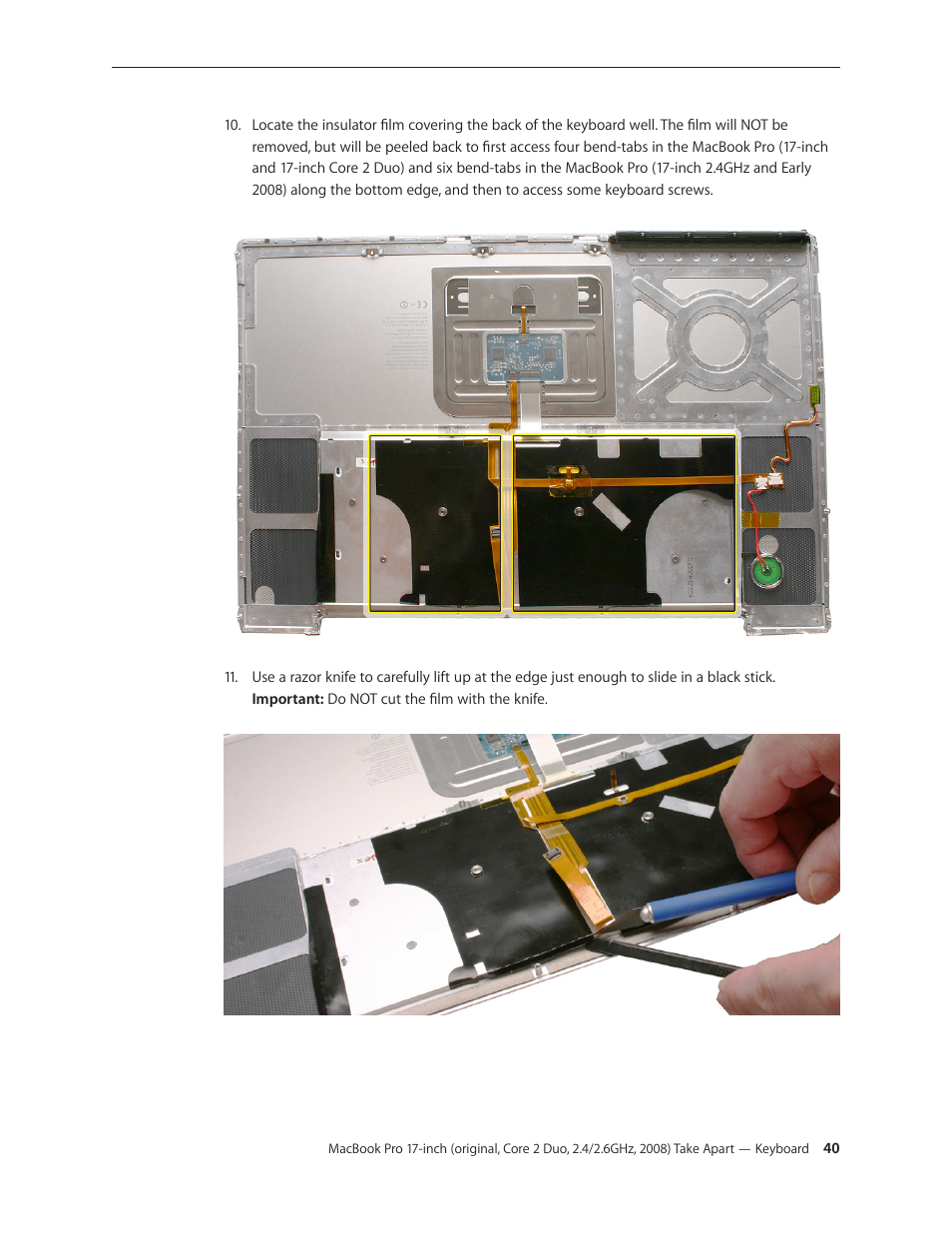 Apple MacBook Pro 17-inch (original, Core 2 Duo, 2.4GHz, Late 2007 CTO, Early 2008, and Late 2008) User Manual | Page 40 / 204