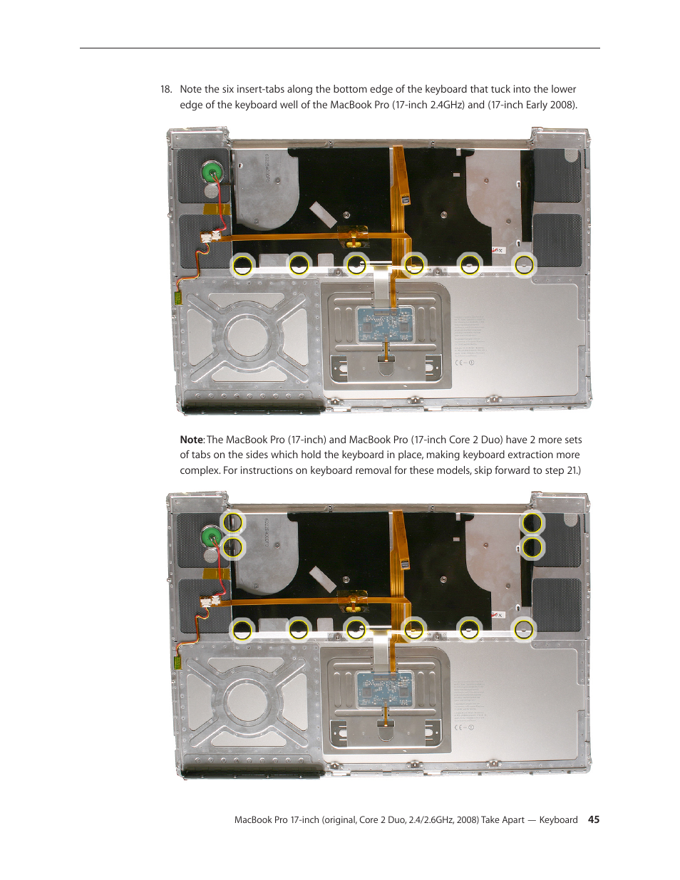 Apple MacBook Pro 17-inch (original, Core 2 Duo, 2.4GHz, Late 2007 CTO, Early 2008, and Late 2008) User Manual | Page 45 / 204