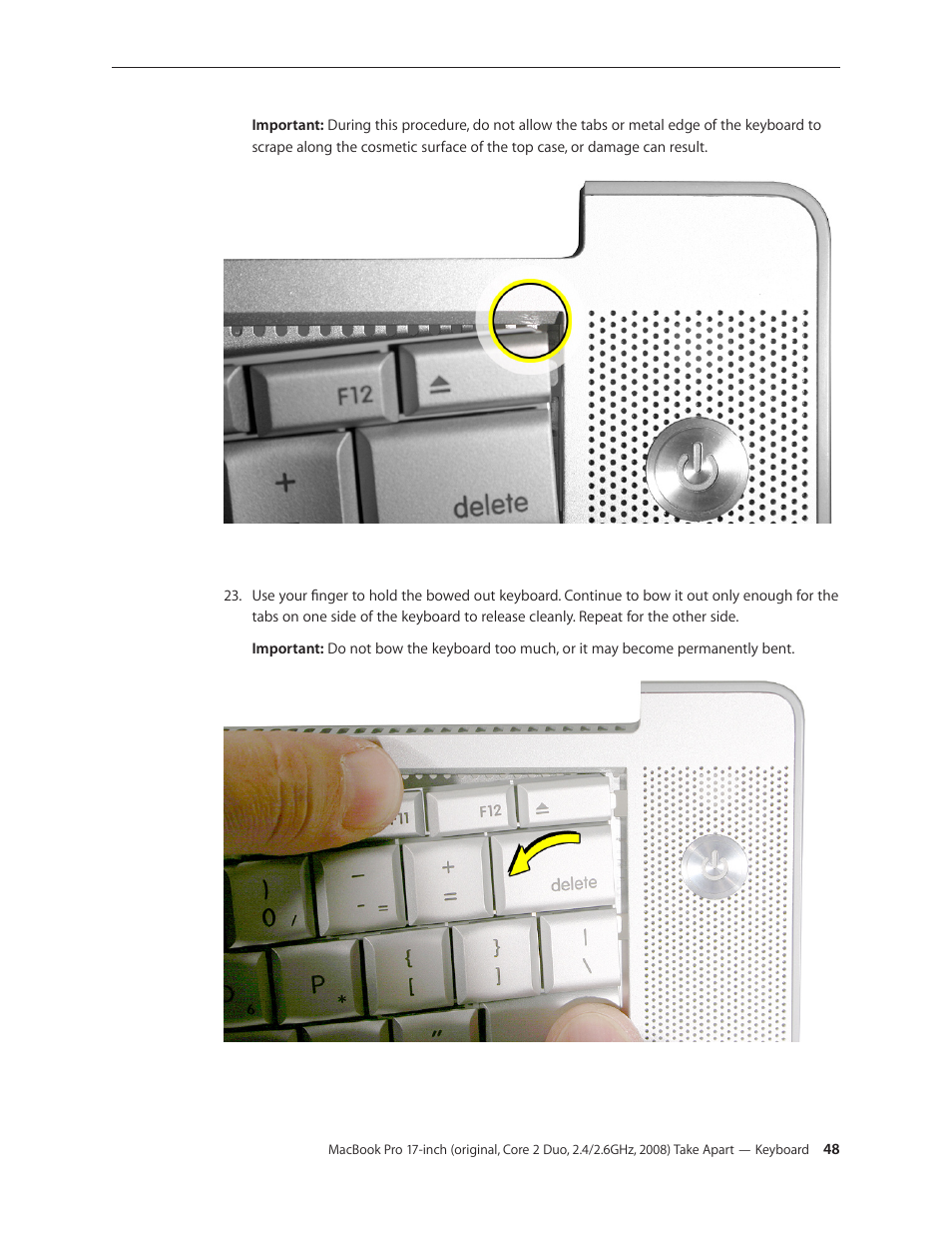 Apple MacBook Pro 17-inch (original, Core 2 Duo, 2.4GHz, Late 2007 CTO, Early 2008, and Late 2008) User Manual | Page 48 / 204