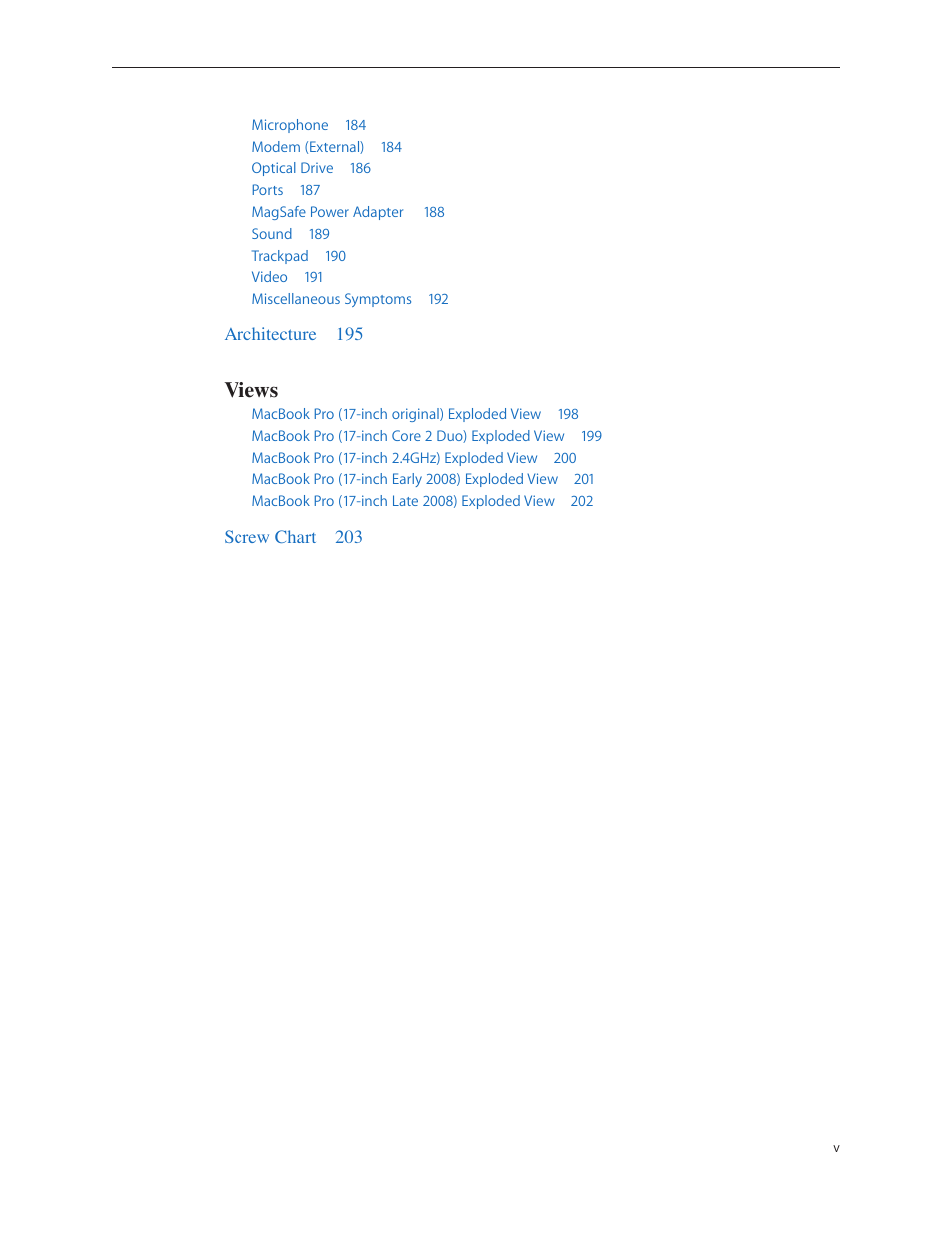 Views | Apple MacBook Pro 17-inch (original, Core 2 Duo, 2.4GHz, Late 2007 CTO, Early 2008, and Late 2008) User Manual | Page 5 / 204