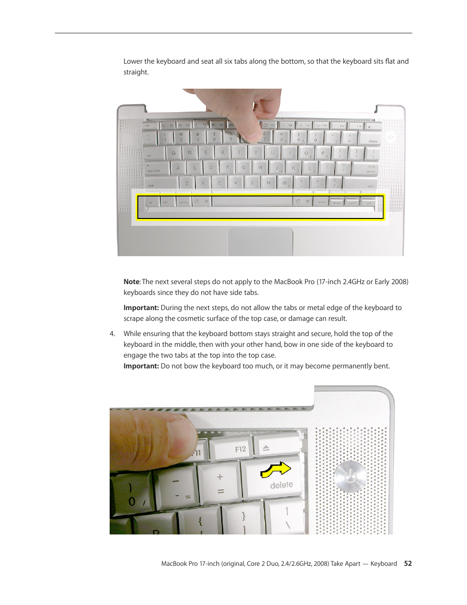 Apple MacBook Pro 17-inch (original, Core 2 Duo, 2.4GHz, Late 2007 CTO, Early 2008, and Late 2008) User Manual | Page 52 / 204
