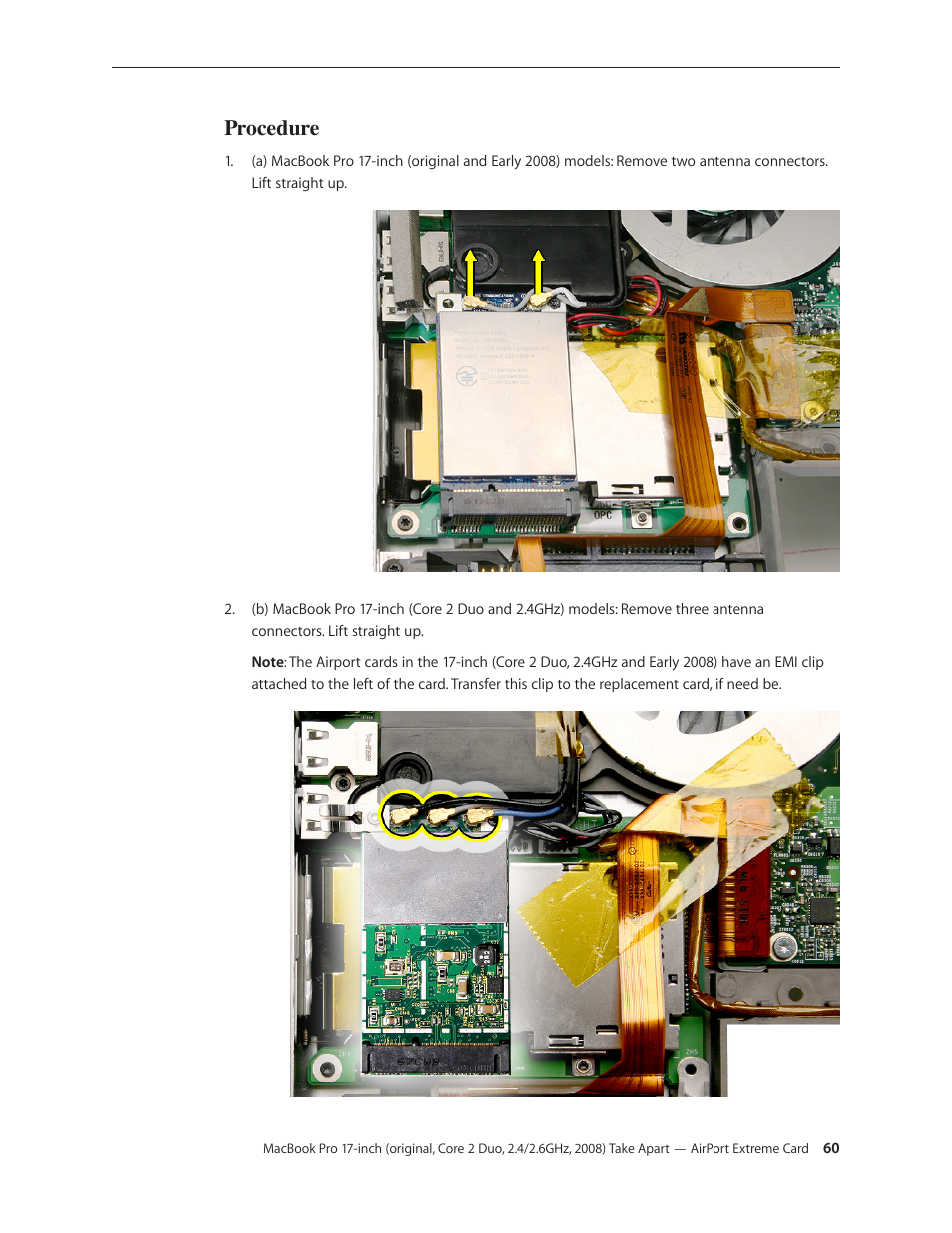 Procedure | Apple MacBook Pro 17-inch (original, Core 2 Duo, 2.4GHz, Late 2007 CTO, Early 2008, and Late 2008) User Manual | Page 60 / 204