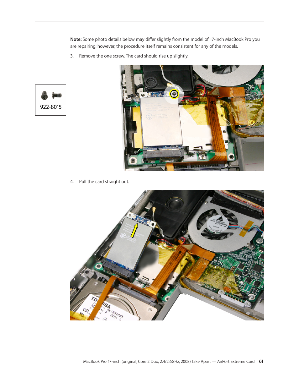 Apple MacBook Pro 17-inch (original, Core 2 Duo, 2.4GHz, Late 2007 CTO, Early 2008, and Late 2008) User Manual | Page 61 / 204