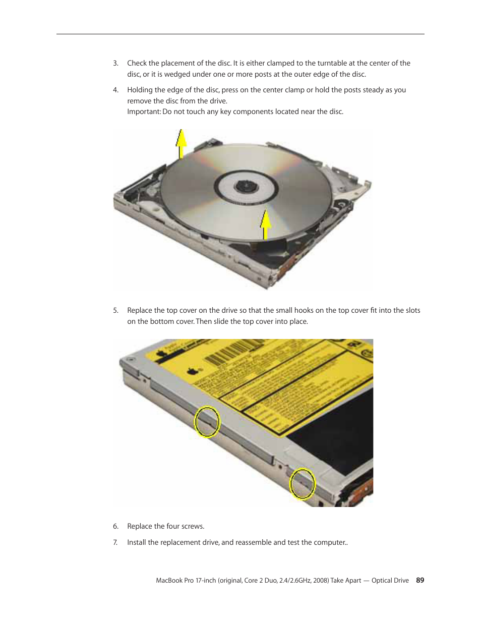 Apple MacBook Pro 17-inch (original, Core 2 Duo, 2.4GHz, Late 2007 CTO, Early 2008, and Late 2008) User Manual | Page 89 / 204