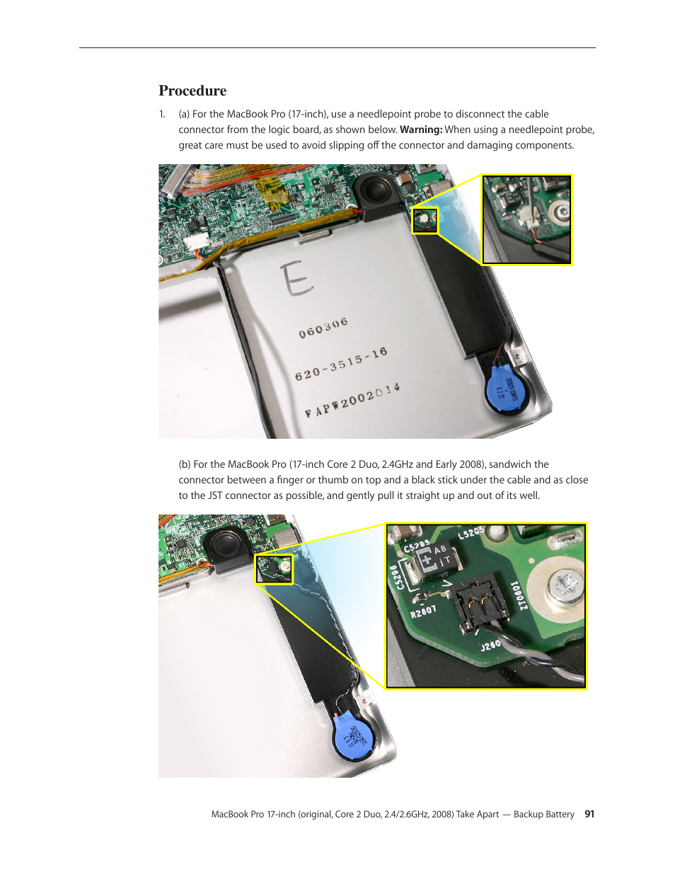 Procedure | Apple MacBook Pro 17-inch (original, Core 2 Duo, 2.4GHz, Late 2007 CTO, Early 2008, and Late 2008) User Manual | Page 91 / 204