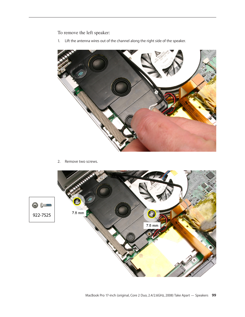 Apple MacBook Pro 17-inch (original, Core 2 Duo, 2.4GHz, Late 2007 CTO, Early 2008, and Late 2008) User Manual | Page 99 / 204