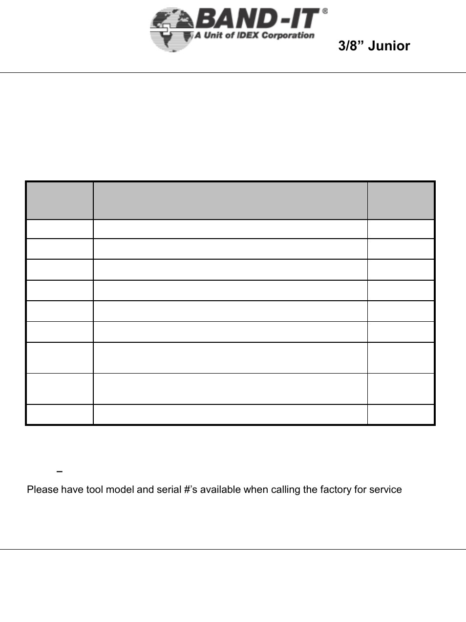 It5000-ab, Maintenance, 22 of 38 | 3/8” junior, Tool | BAND-IT IT5000-AB 3/8 Junior Tool User Manual | Page 22 / 38