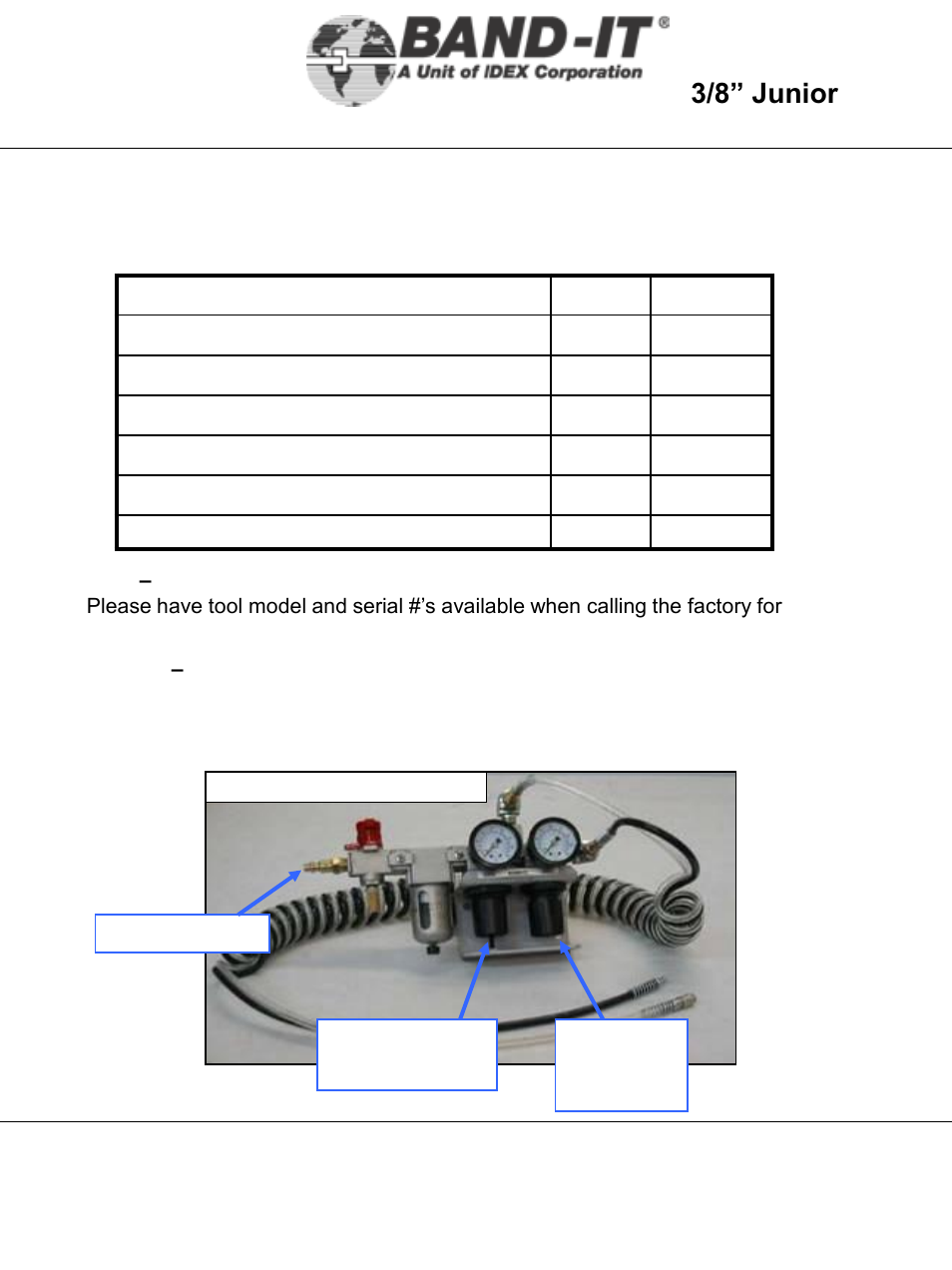 It5000-ab, Air system, 4 of 38 | 3/8” junior, Tool | BAND-IT IT5000-AB 3/8 Junior Tool User Manual | Page 4 / 38