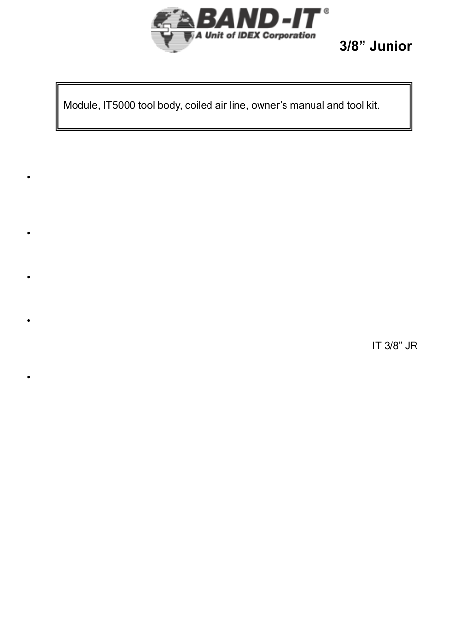 It5000-ab, Air system, 6 of 38 | 3/8” junior, Tool | BAND-IT IT5000-AB 3/8 Junior Tool User Manual | Page 6 / 38