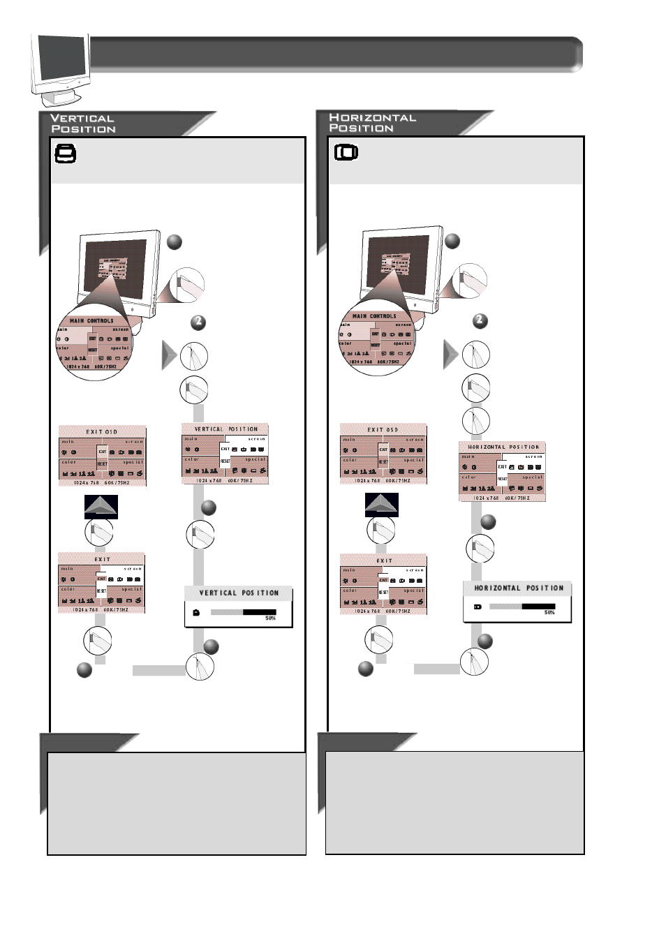 How to use the on screen display (osd), Screen position & quality window | Philips 150B User Manual | Page 12 / 22