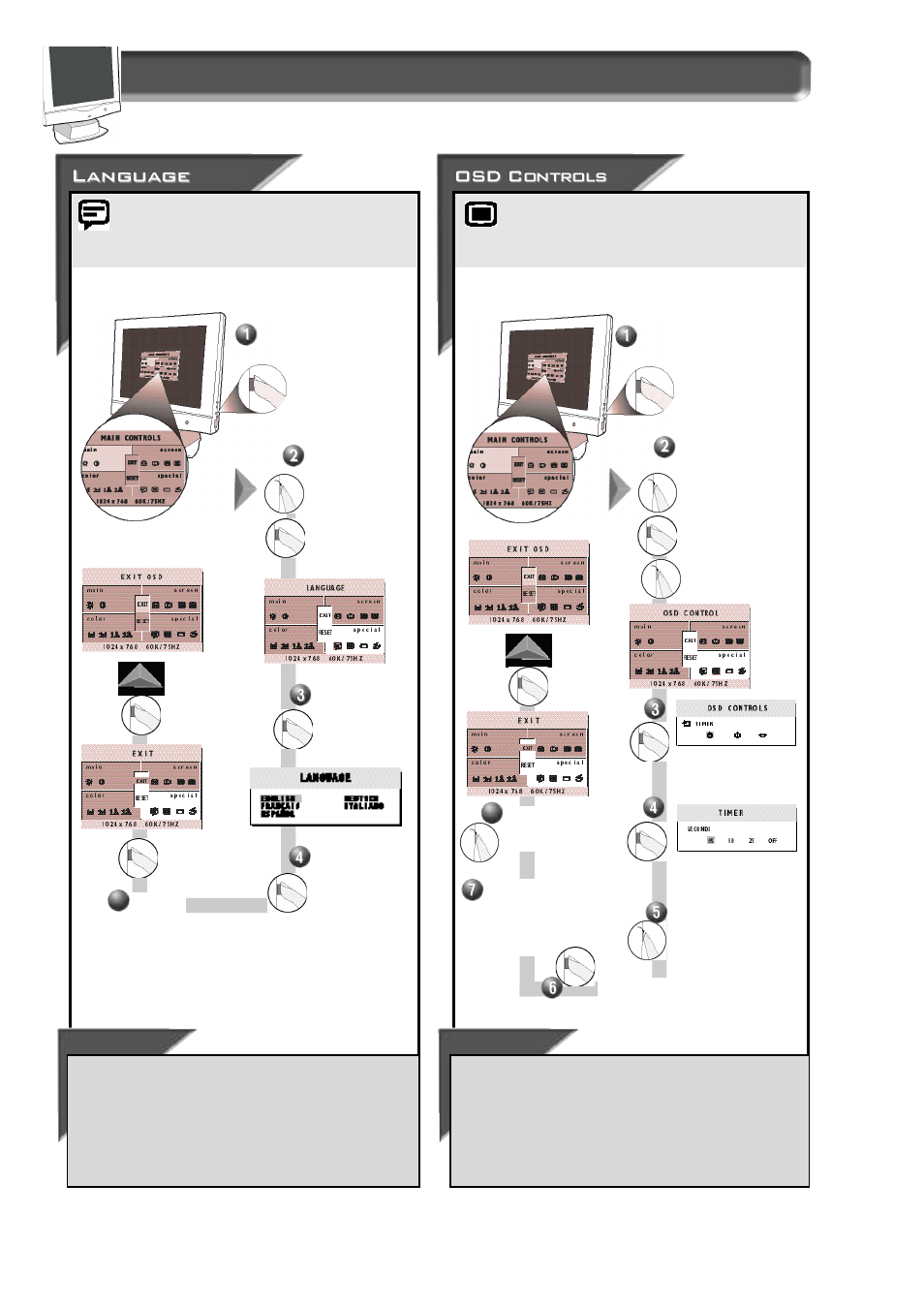 How to use the on screen display (osd), Special controls window | Philips 150B User Manual | Page 16 / 22