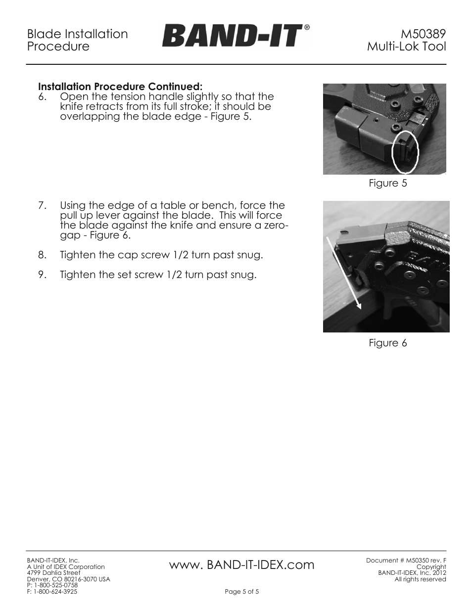 Sheet6, Blade installation procedure | BAND-IT M50389 Multi Lok Tool User Manual | Page 5 / 5