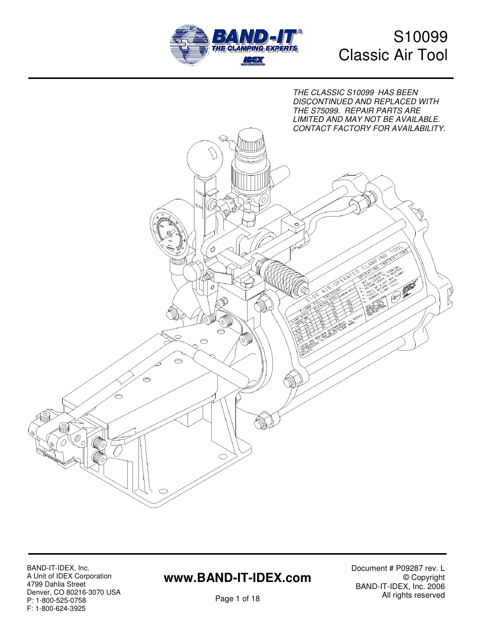 BAND-IT S100 Classic Air Tool User Manual | 18 pages