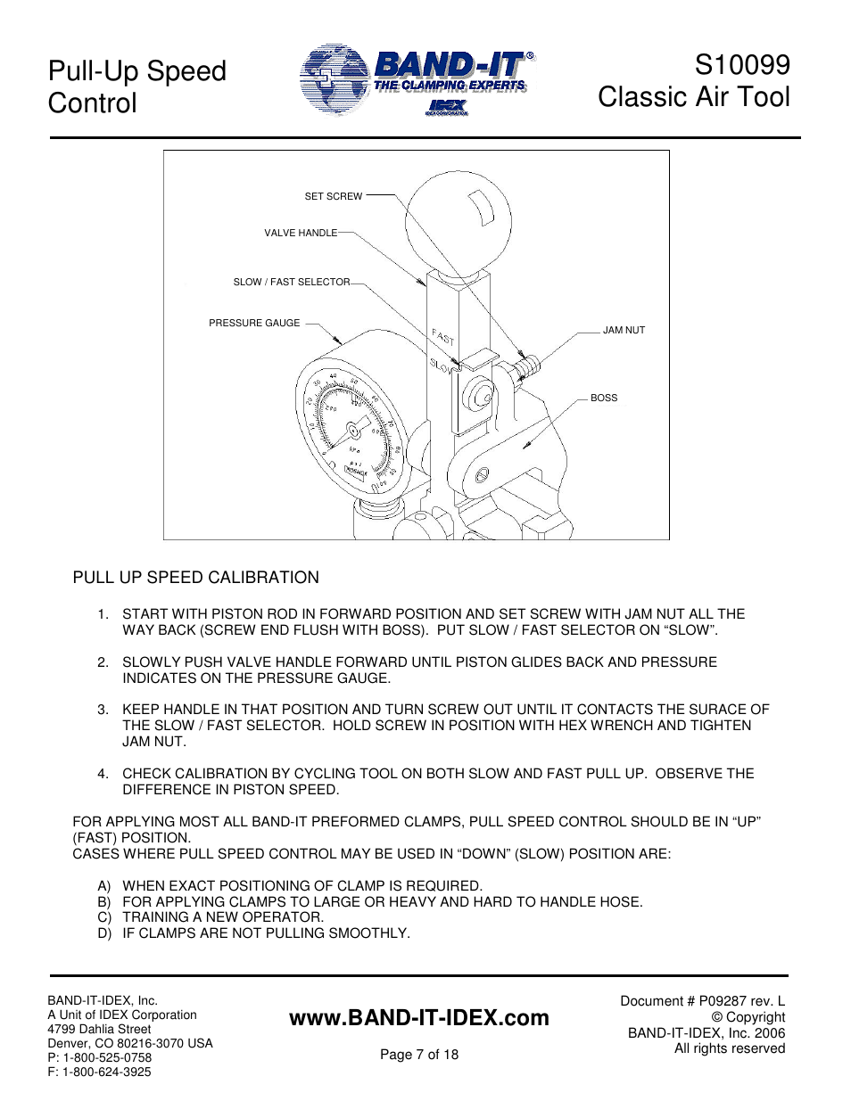 Pull-up speed control | BAND-IT S100 Classic Air Tool User Manual | Page 7 / 18