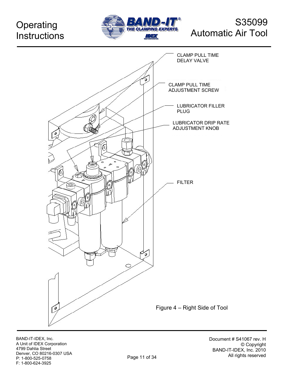 Operating instructions | BAND-IT S35099 Automatic Air Tool User Manual | Page 11 / 34