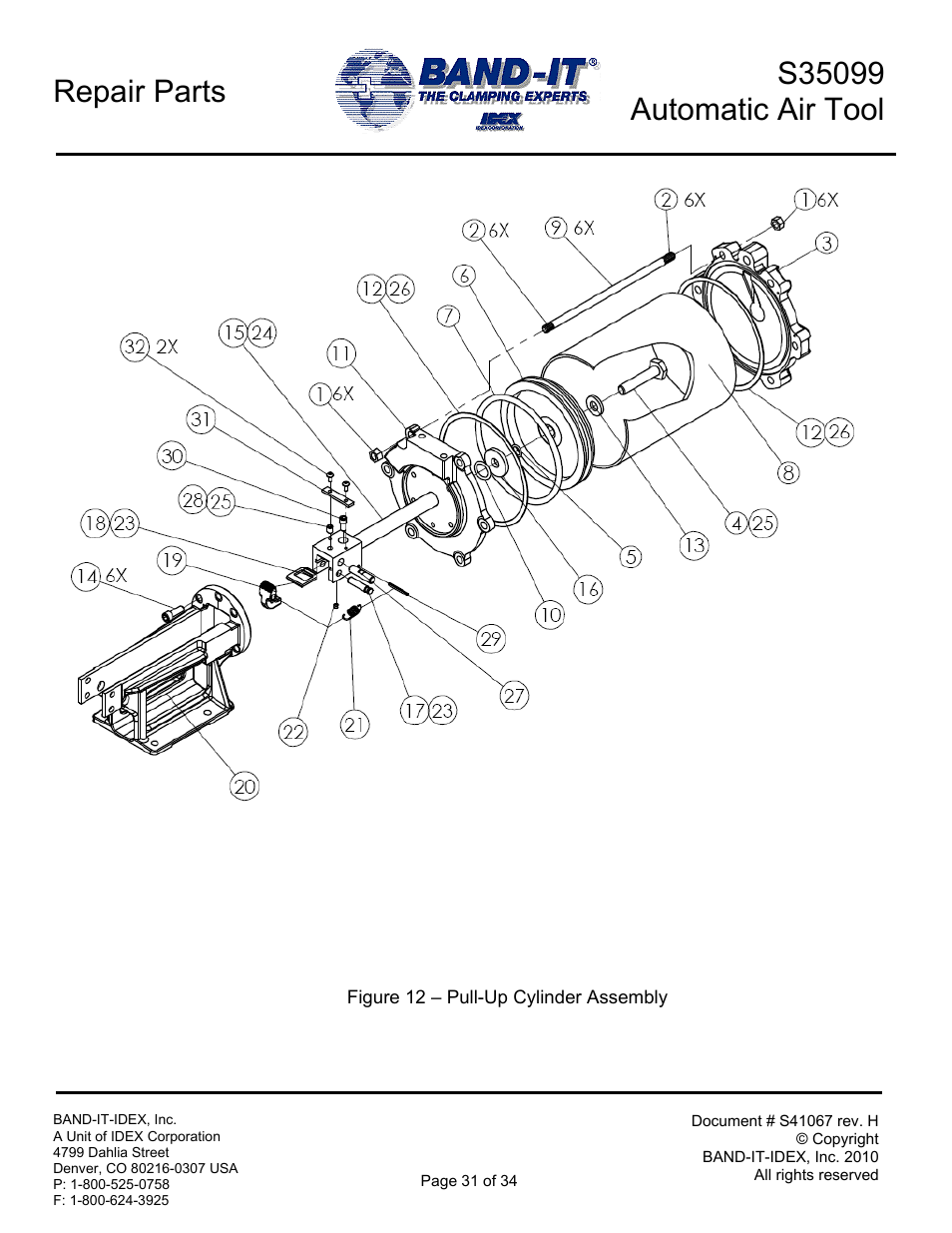 Repair parts | BAND-IT S35099 Automatic Air Tool User Manual | Page 31 / 34