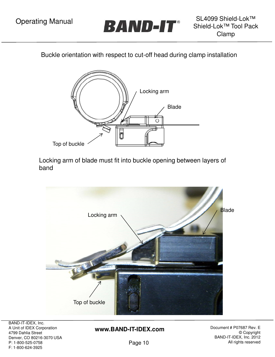 Operating manual | BAND-IT Shield-Lok Clamp User Manual | Page 10 / 15
