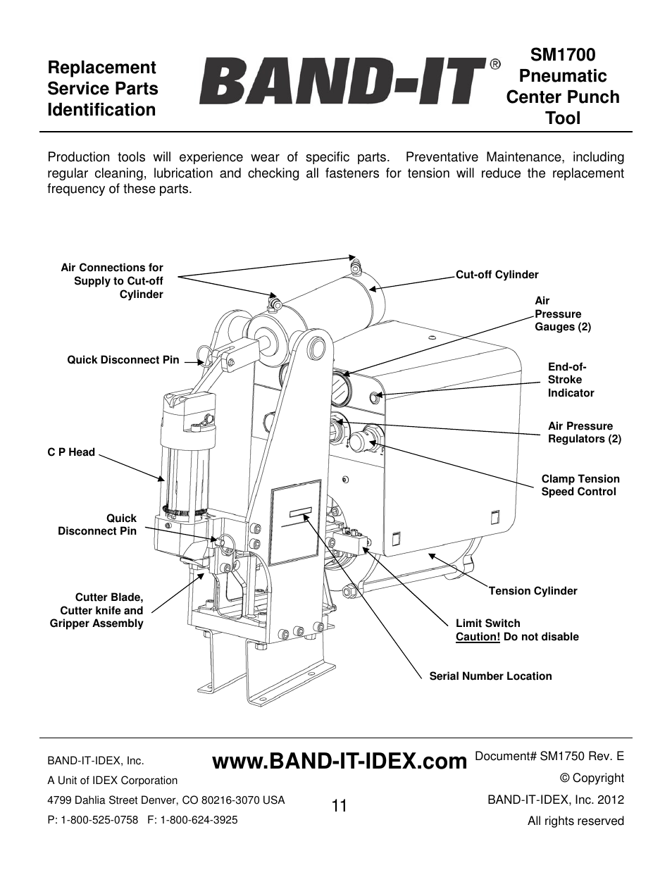 BAND-IT SM1700 Pneumatic Center Punch Tool User Manual | Page 11 / 18