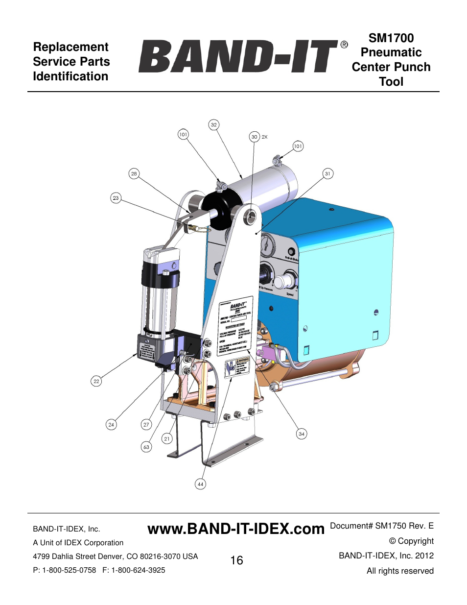 BAND-IT SM1700 Pneumatic Center Punch Tool User Manual | Page 16 / 18