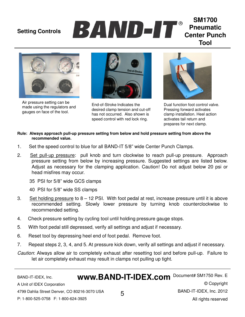 BAND-IT SM1700 Pneumatic Center Punch Tool User Manual | Page 5 / 18