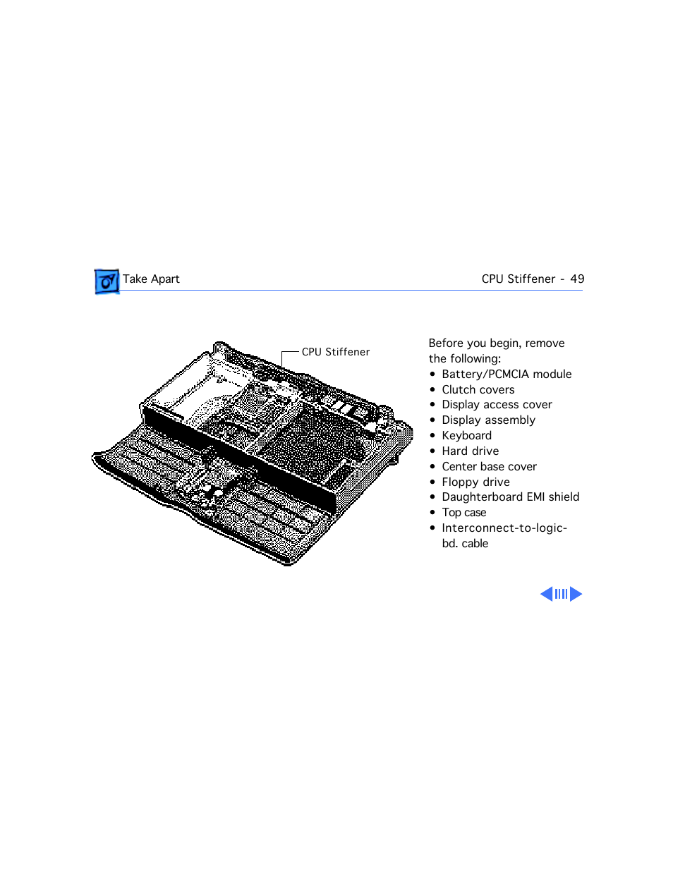 Cpu stiffener | Apple Mac PowerBook 550c User Manual | Page 106 / 175
