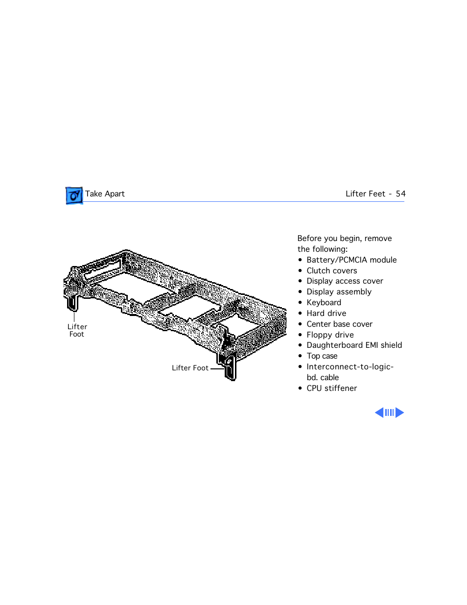 Lifter feet | Apple Mac PowerBook 550c User Manual | Page 111 / 175