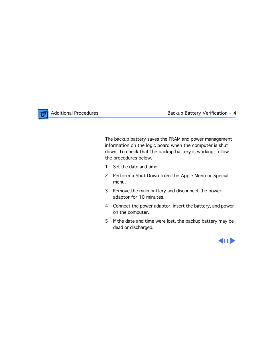 Backup battery verification | Apple Mac PowerBook 550c User Manual | Page 171 / 175