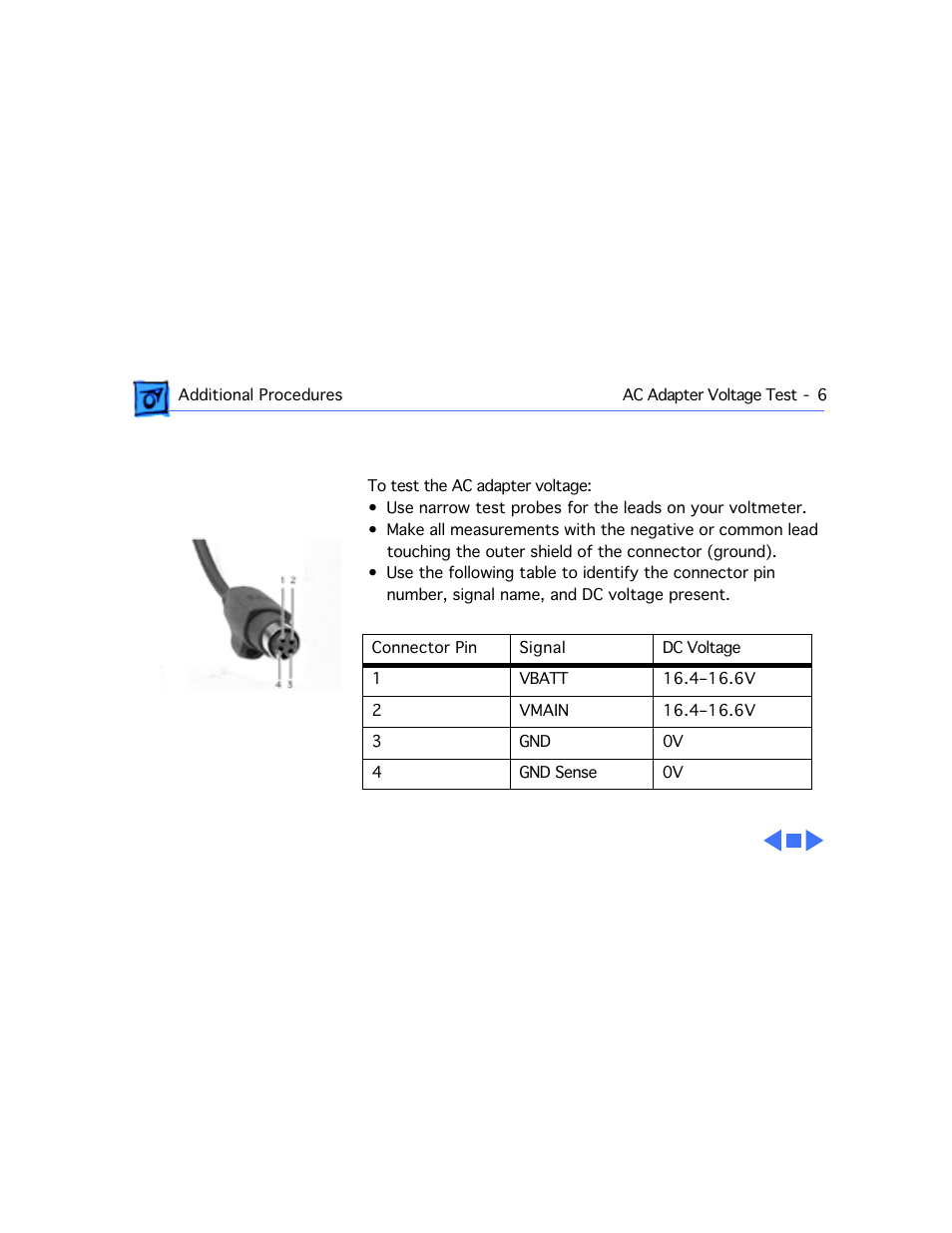 Ac adapter voltage test | Apple Mac PowerBook 550c User Manual | Page 173 / 175