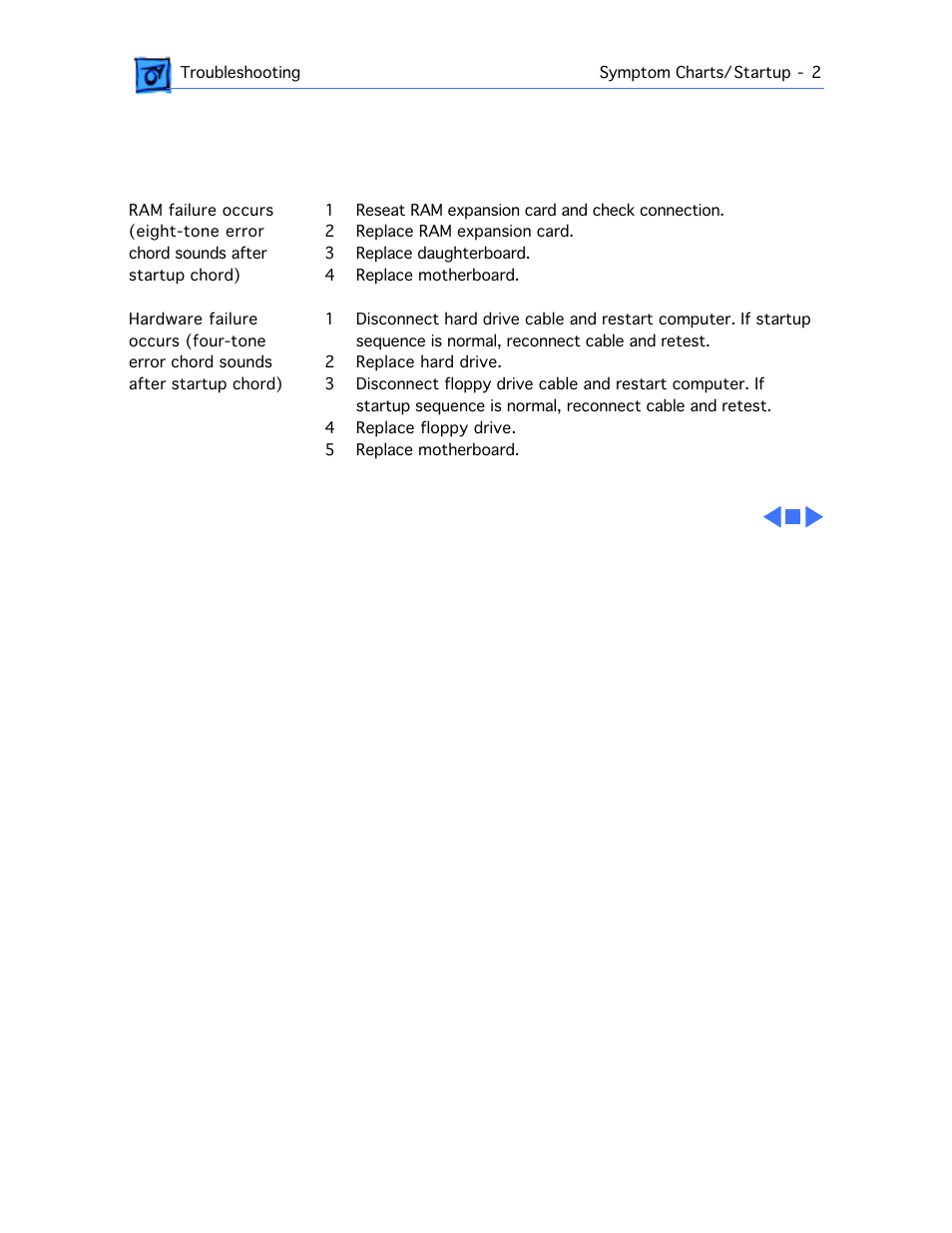 Symptom charts, Startup | Apple Mac PowerBook 550c User Manual | Page 29 / 175