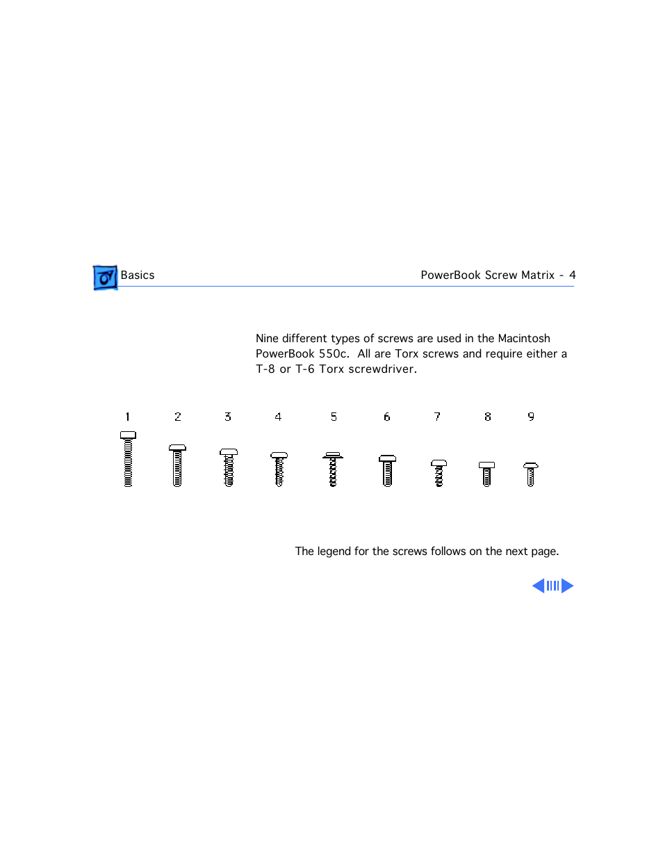 Powerbook screw matrix | Apple Mac PowerBook 550c User Manual | Page 6 / 175