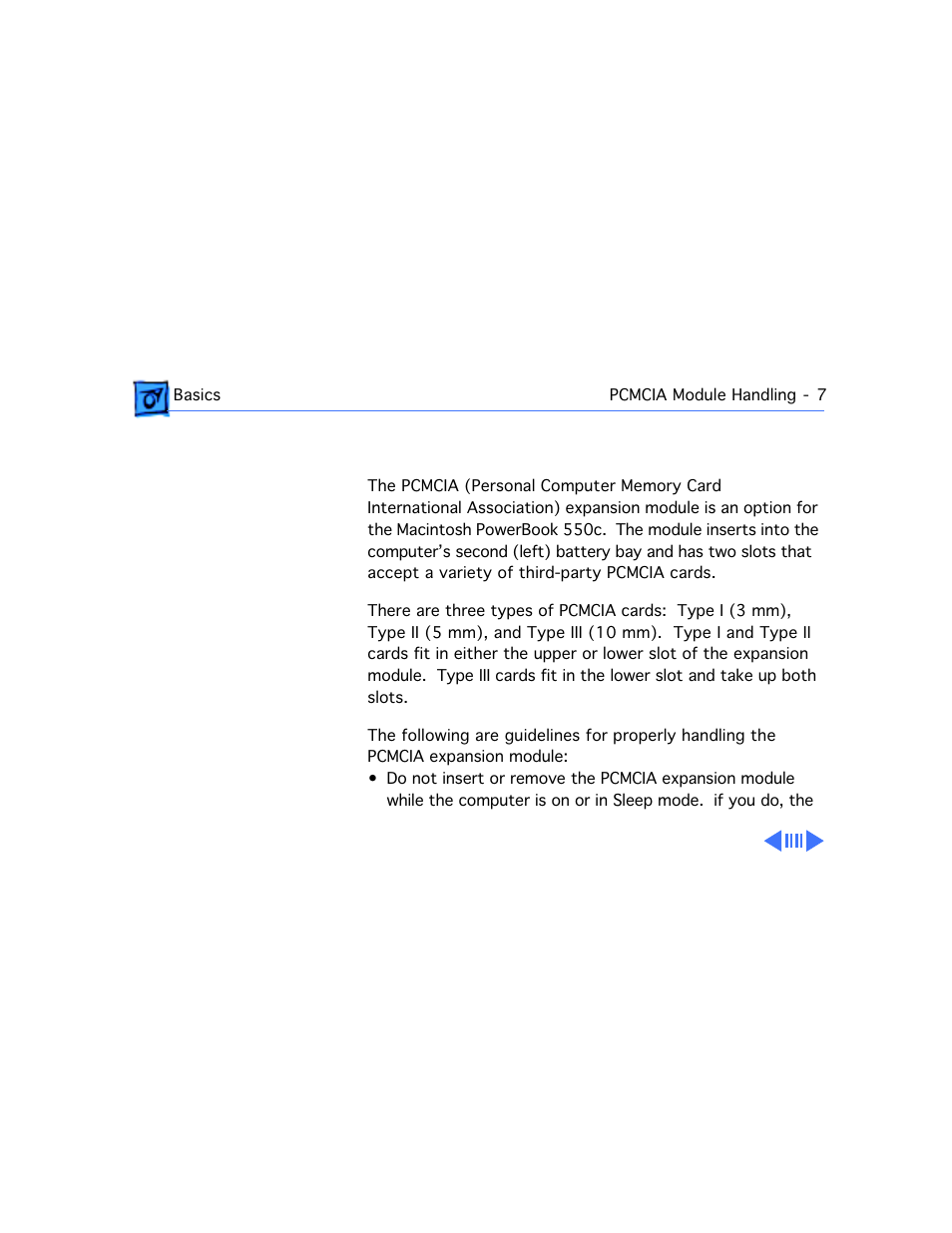 Pcmcia module handling | Apple Mac PowerBook 550c User Manual | Page 9 / 175