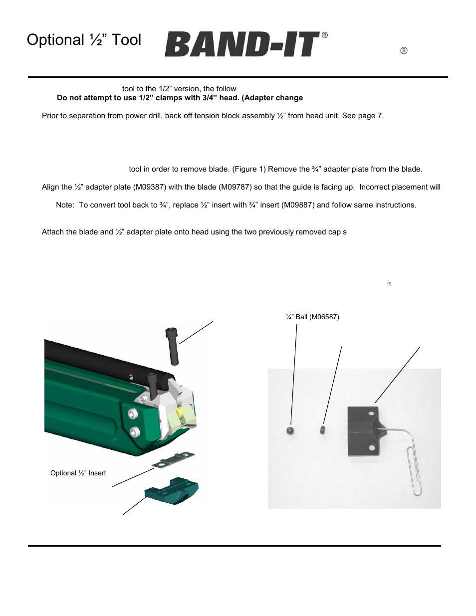 Ul4000 ultra-lok, Tool, Optional ½” tool blade change | BAND-IT UL4000 Cordless Ultra-Lok Tool User Manual | Page 14 / 14