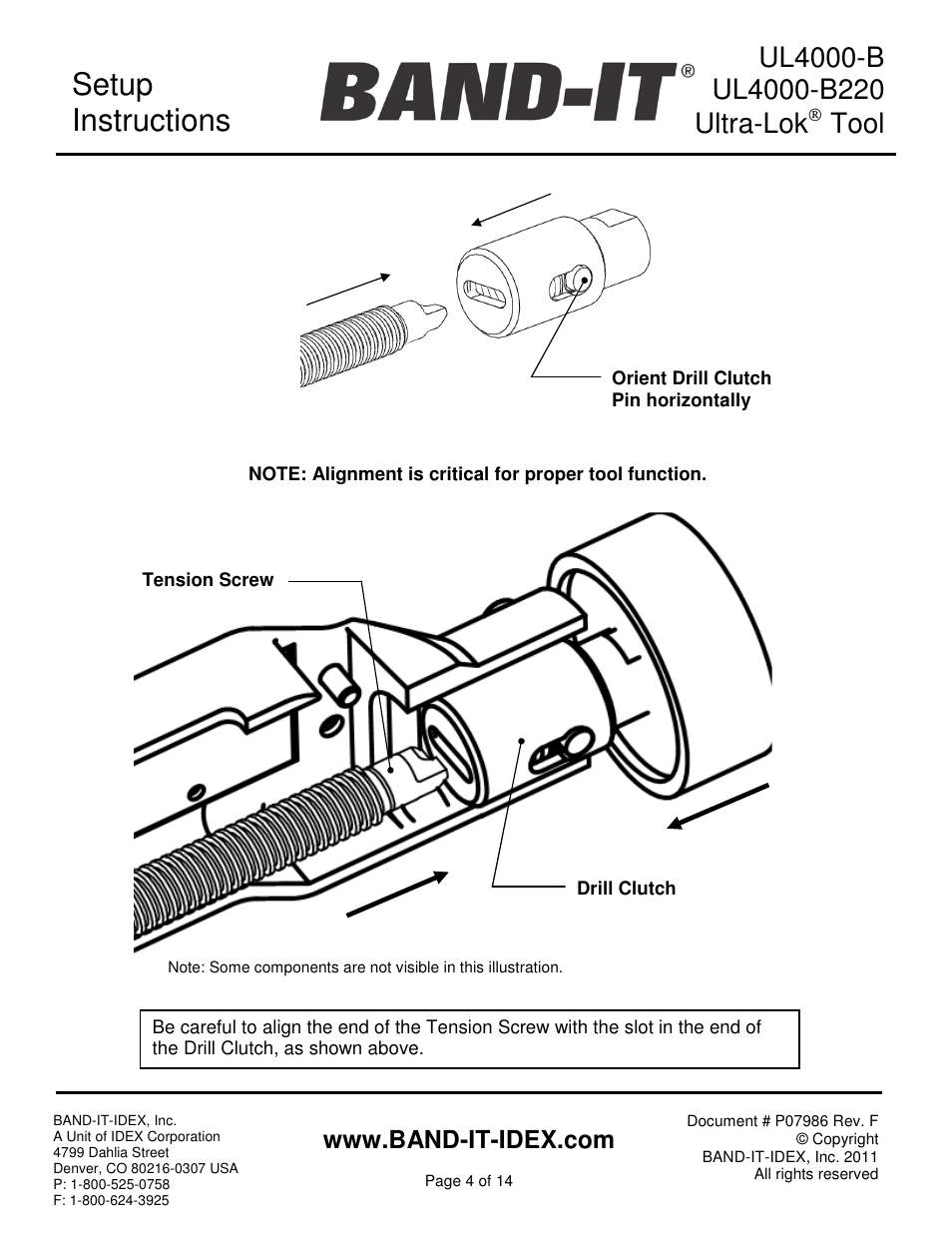 Setup instructions, Tool | BAND-IT UL4000-B Cordless Ultra-Lok Tool User Manual | Page 4 / 14