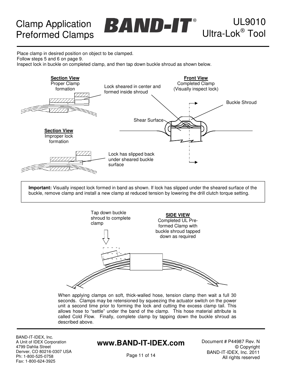 Ul9010 ultra-lok, Tool, Clamp application preformed clamps | BAND-IT UL9010 Ultra-Lok Tool User Manual | Page 11 / 14