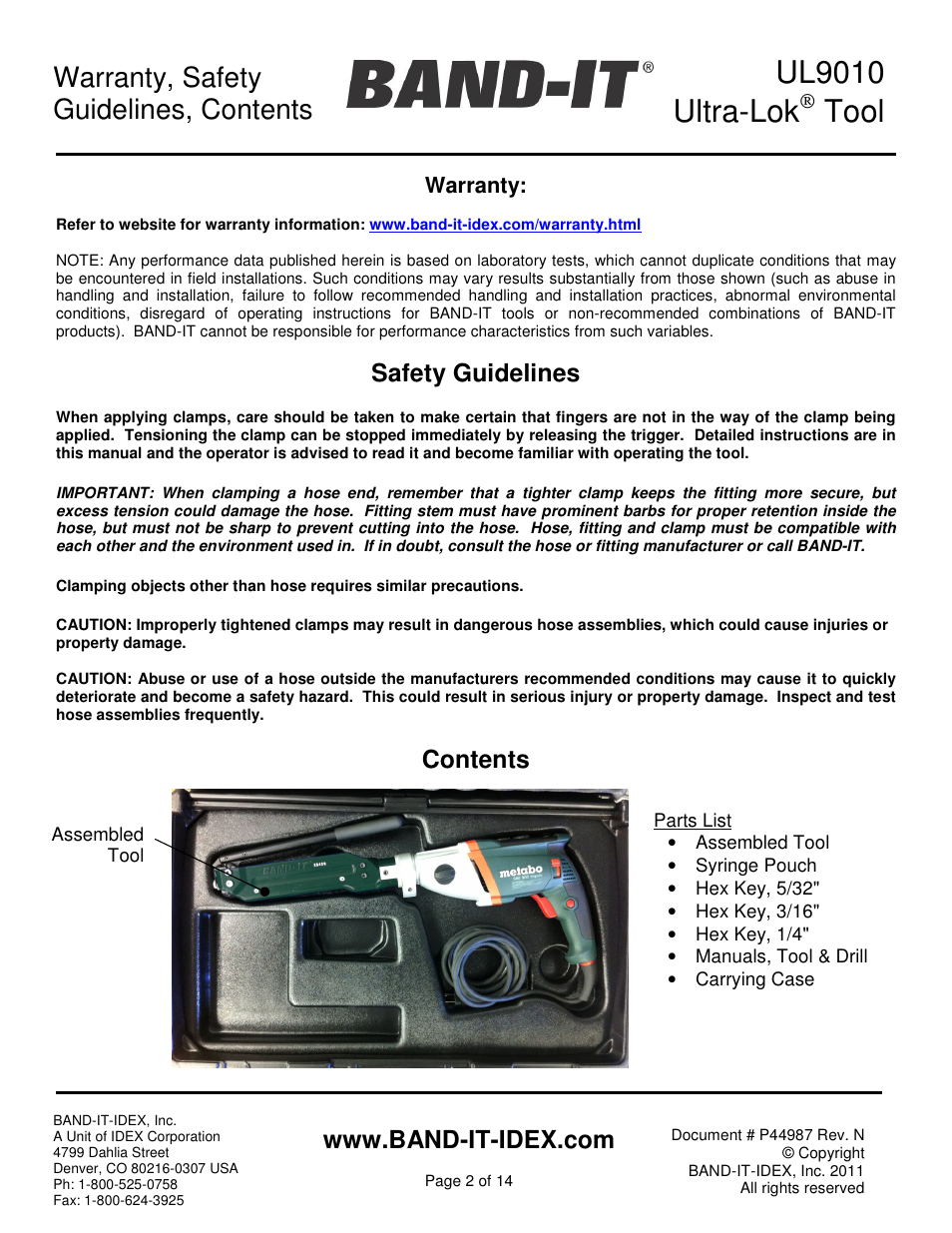 BAND-IT UL9010 Ultra-Lok Tool User Manual | Page 2 / 14