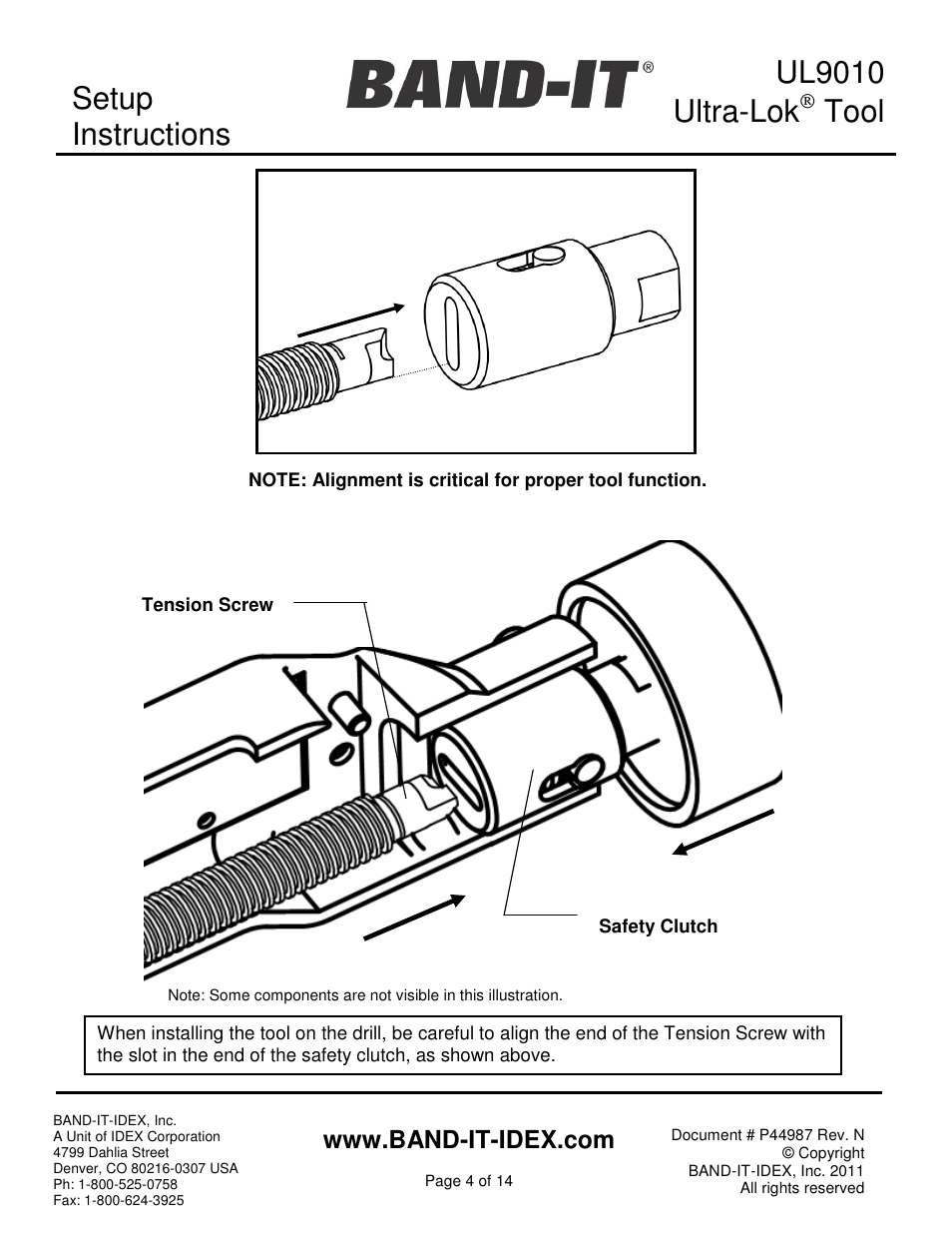 Ul9010 ultra-lok, Tool, Setup instructions | BAND-IT UL9010 Ultra-Lok Tool User Manual | Page 4 / 14