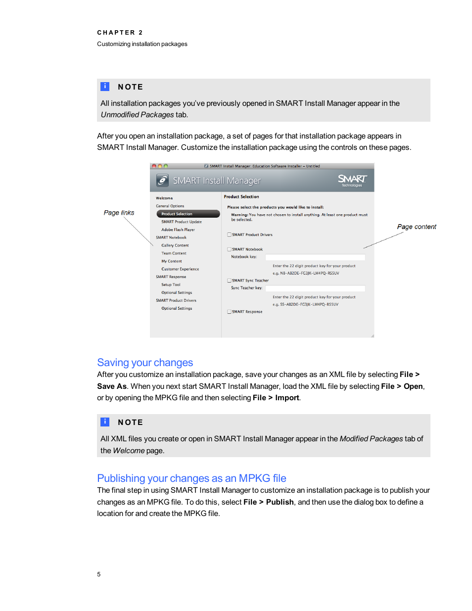 Saving your changes, Publishing your changes as an mpkg file | Smart Technologies Education Software Installer 2011 Mac OS User Manual | Page 11 / 42