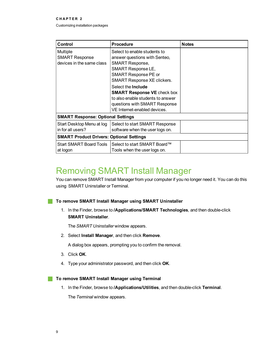 Removing smart install manager | Smart Technologies Education Software Installer 2011 Mac OS User Manual | Page 15 / 42