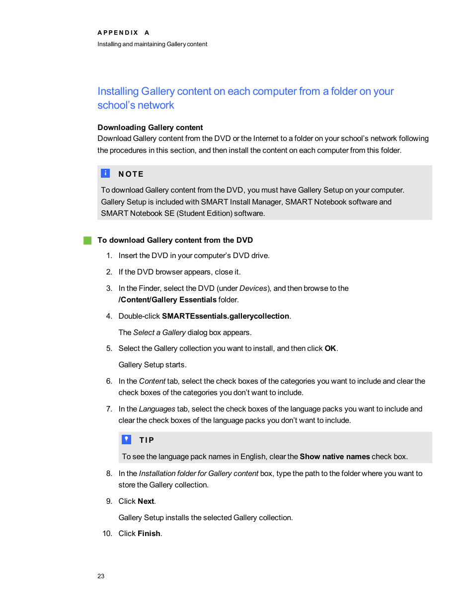 Downloading gallery content | Smart Technologies Education Software Installer 2011 Mac OS User Manual | Page 29 / 42